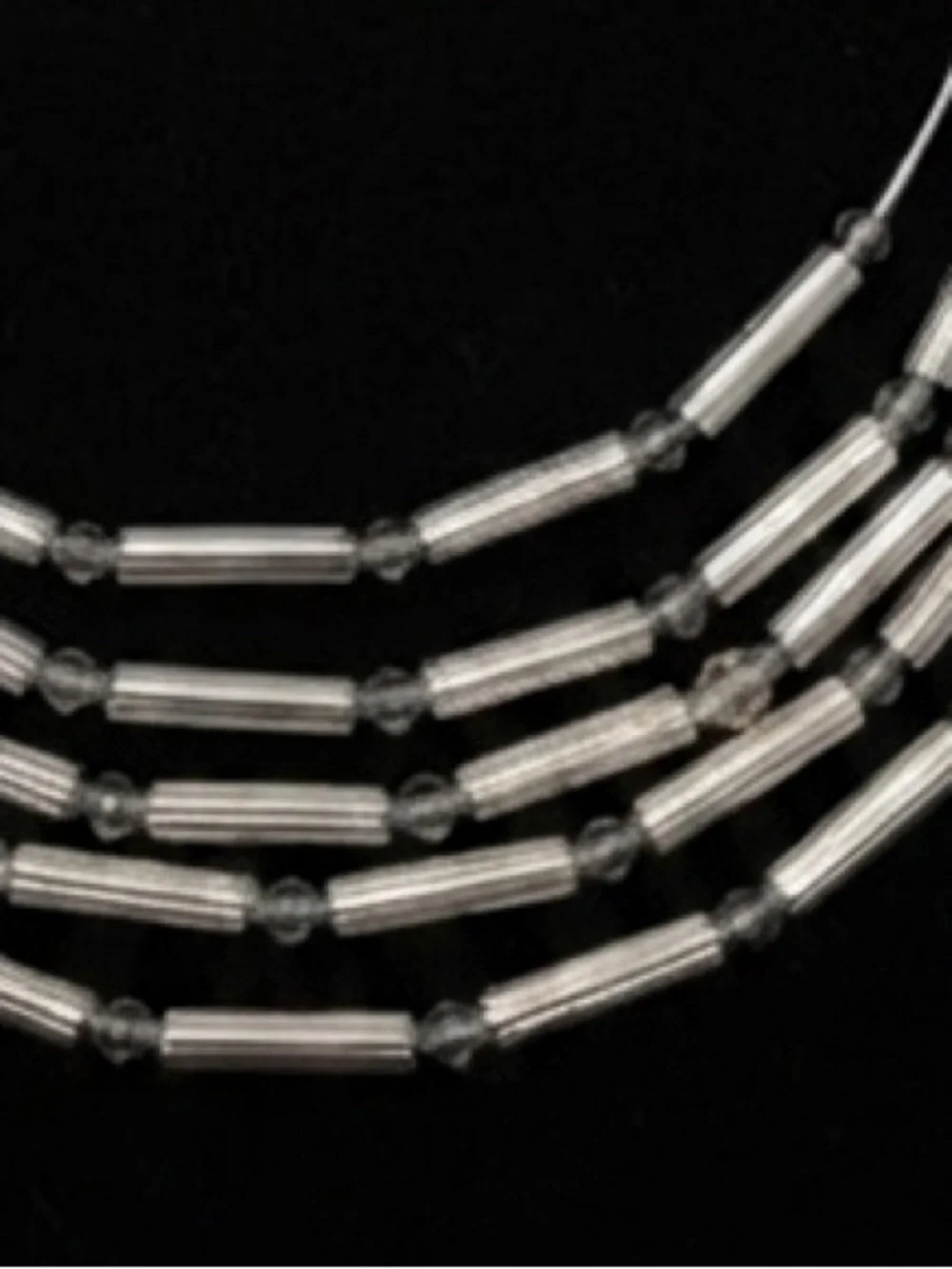 Napier Silver-Tone Layered Tube Bead Necklace